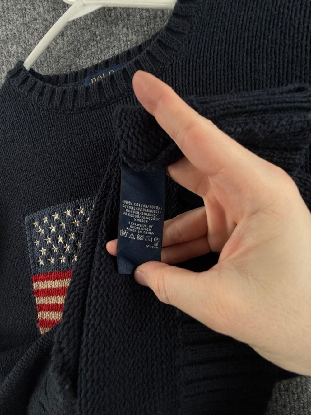 Polo Ralph Lauren USA Flag Sweater XL Blue Pullover Cotton Women Graphic Knit - Picture 12 of 16
